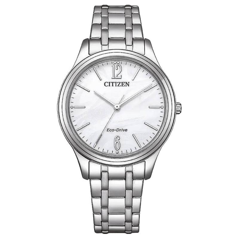 

CITIZEN Eco-Drive series 50 meters waterproof depth Optical Quartz Steel Strap Women s watch Mother-of-pearl dial EM0411-71A бежевий