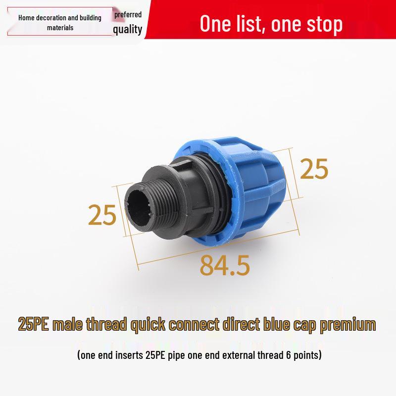 PE Direct Quick Connect Male & Female Thread Repair Joint 20-25mm Plumbing Fittings for Tap Water Pipes