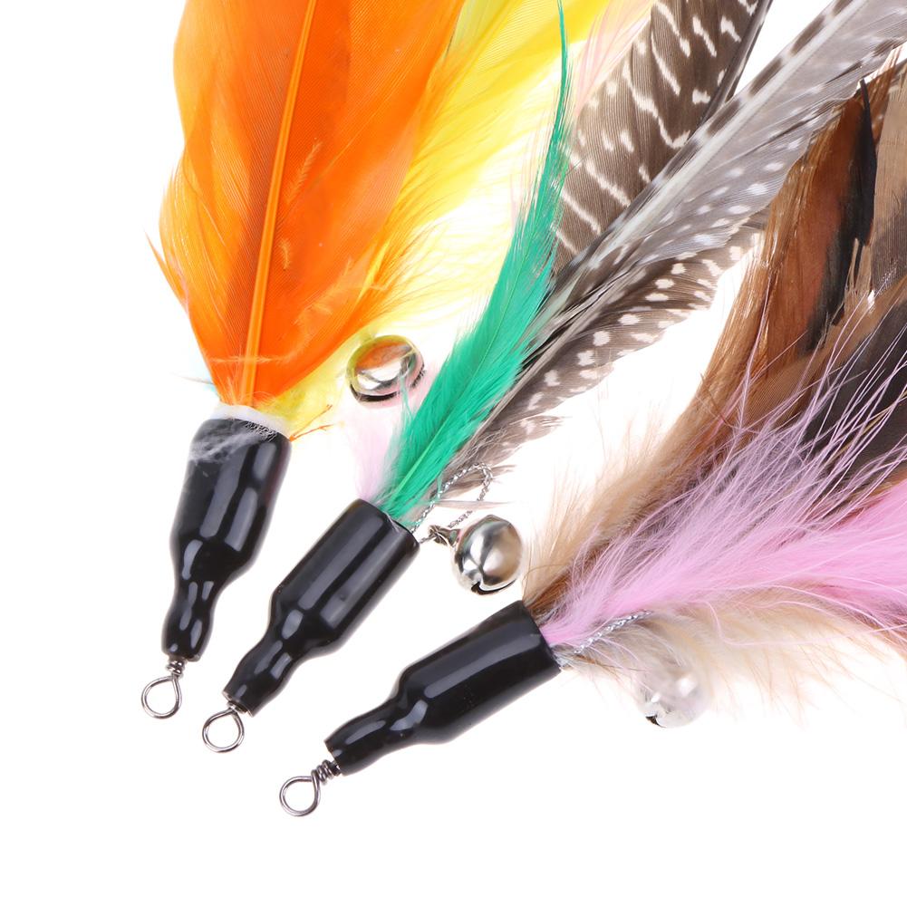 5pcs Chicken Feather Cat Stick Colorful Feather Funny Cat Stick Exquisite Portable Creative Fashion Replacement Pet Cat Supplies