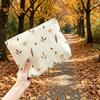 Multi-Functional Corduroy Cosmetic Bag with Daisy Print Soft Floral Pouch for Makeup Organizer and Daily Essentials Storage