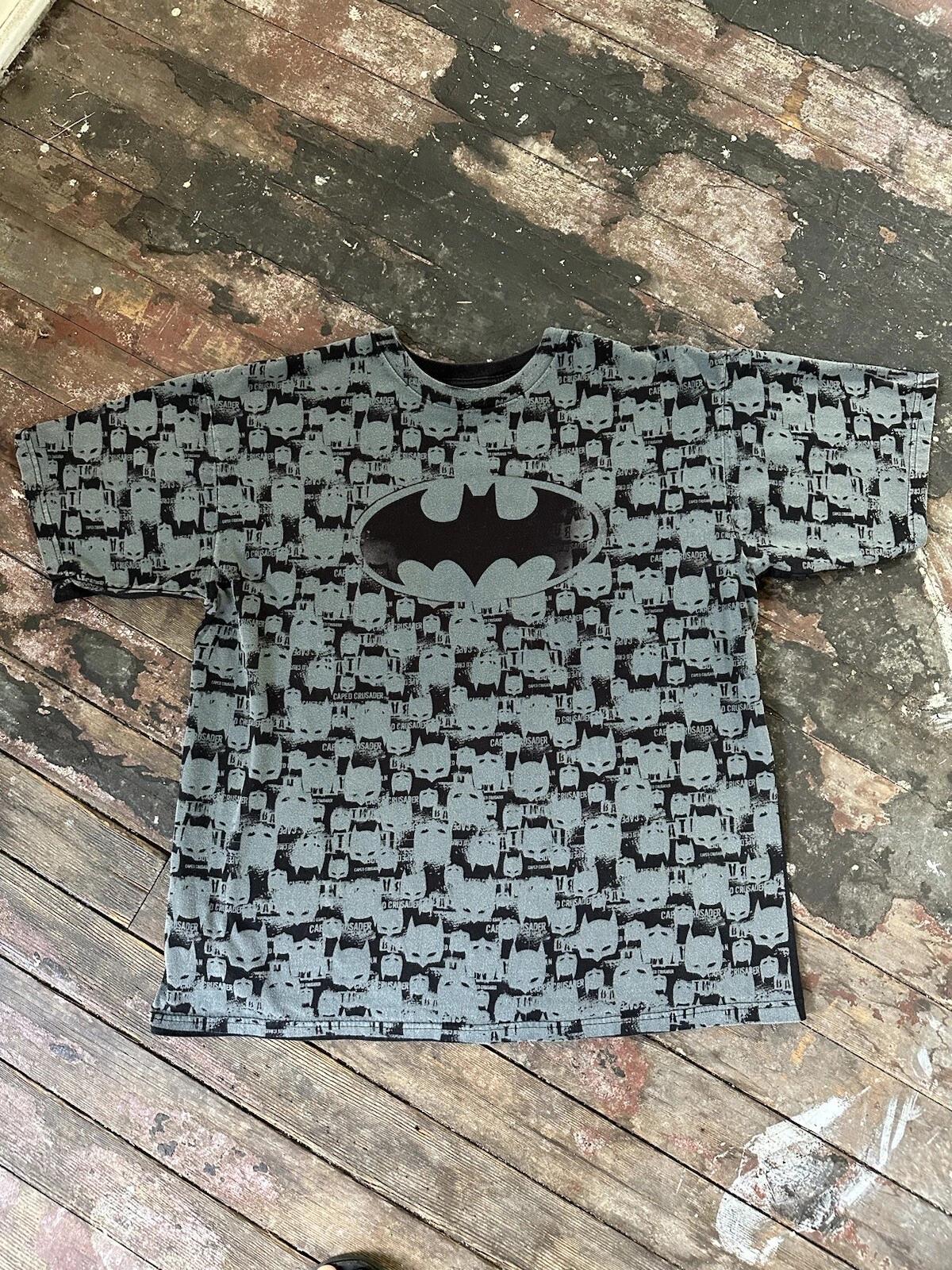 Batman All Over Print T Shirt Men’s XL Black Vtg DC 4XL