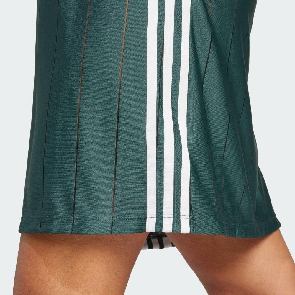 Adidas Originals Adicolor Series Stripe Comfort Soft Breathable Pullover Midi Short Sleeve Dress Women Dress Mineral-Green IX5507