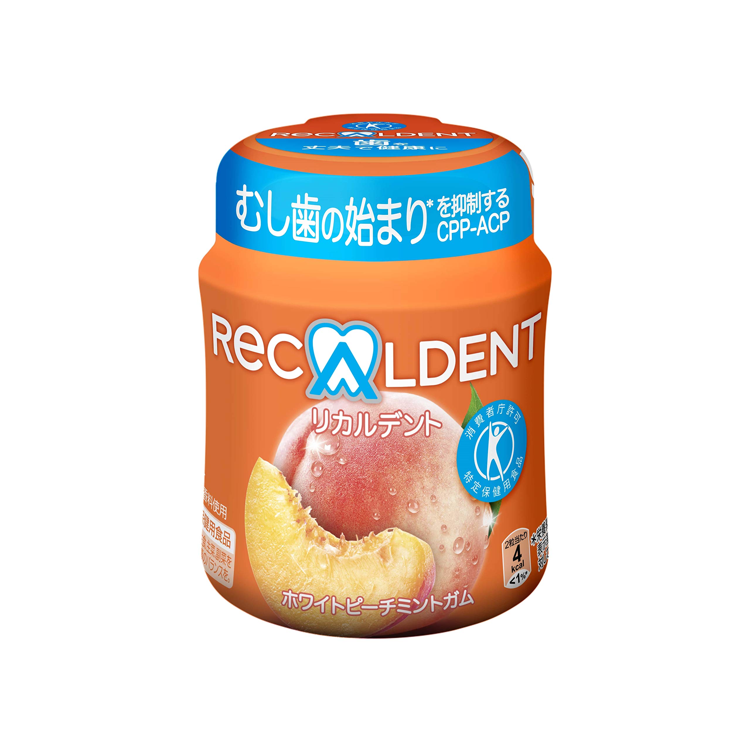 

Mondelez Recaldent Жевательная резинка со вкусом белого персика и мяты, бутылка 140 г х 6 упаковок (Жвачка), Р,