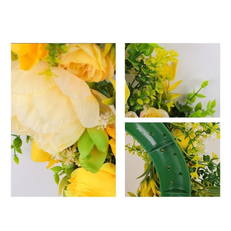 Yellow Flower Wreath with Lemon Artificial Summer Wreath for Front Door Farmhouse Wedding Garden Outdoor Decorations