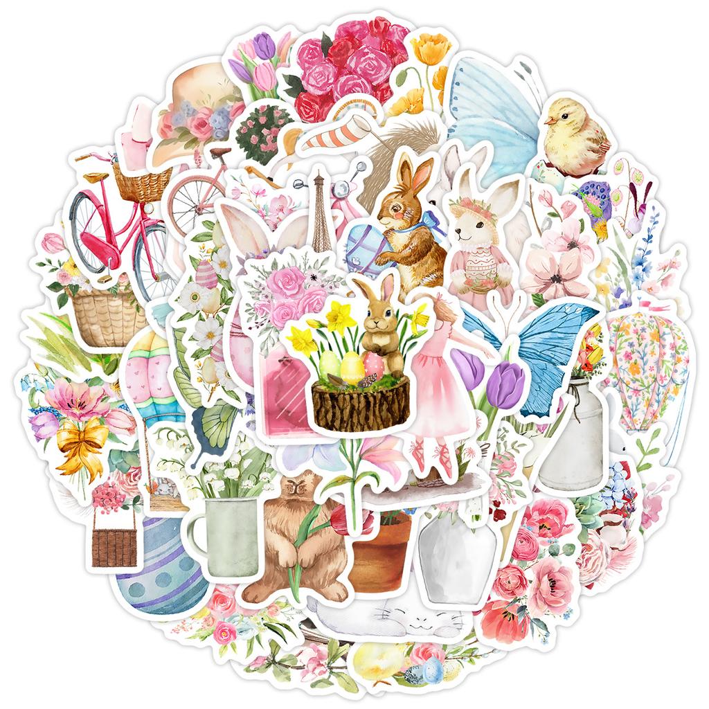 50 New Easter Graffiti Stickers Creative Easter Stickers Water Cup Mobile Phone Waterproof Decorative Stickers