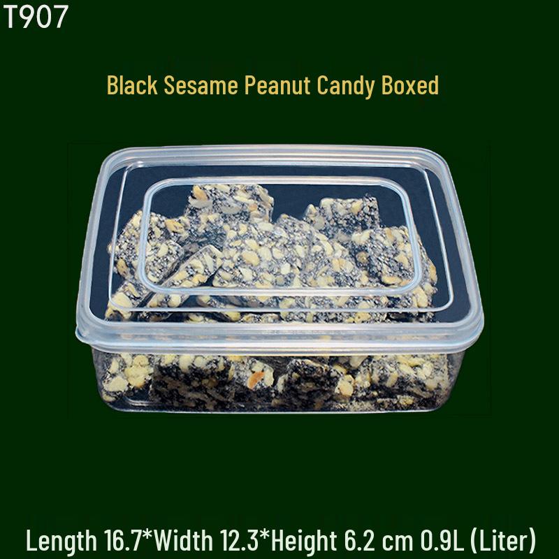 0.9L Transparent Food Grade Plastic Storage Box with Flat Lid for Kitchen or Refrigerator.