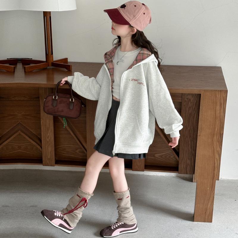 Autumn Girls' Cute Cat Hoodie Cardigan - Children's Zip-Up Jacket