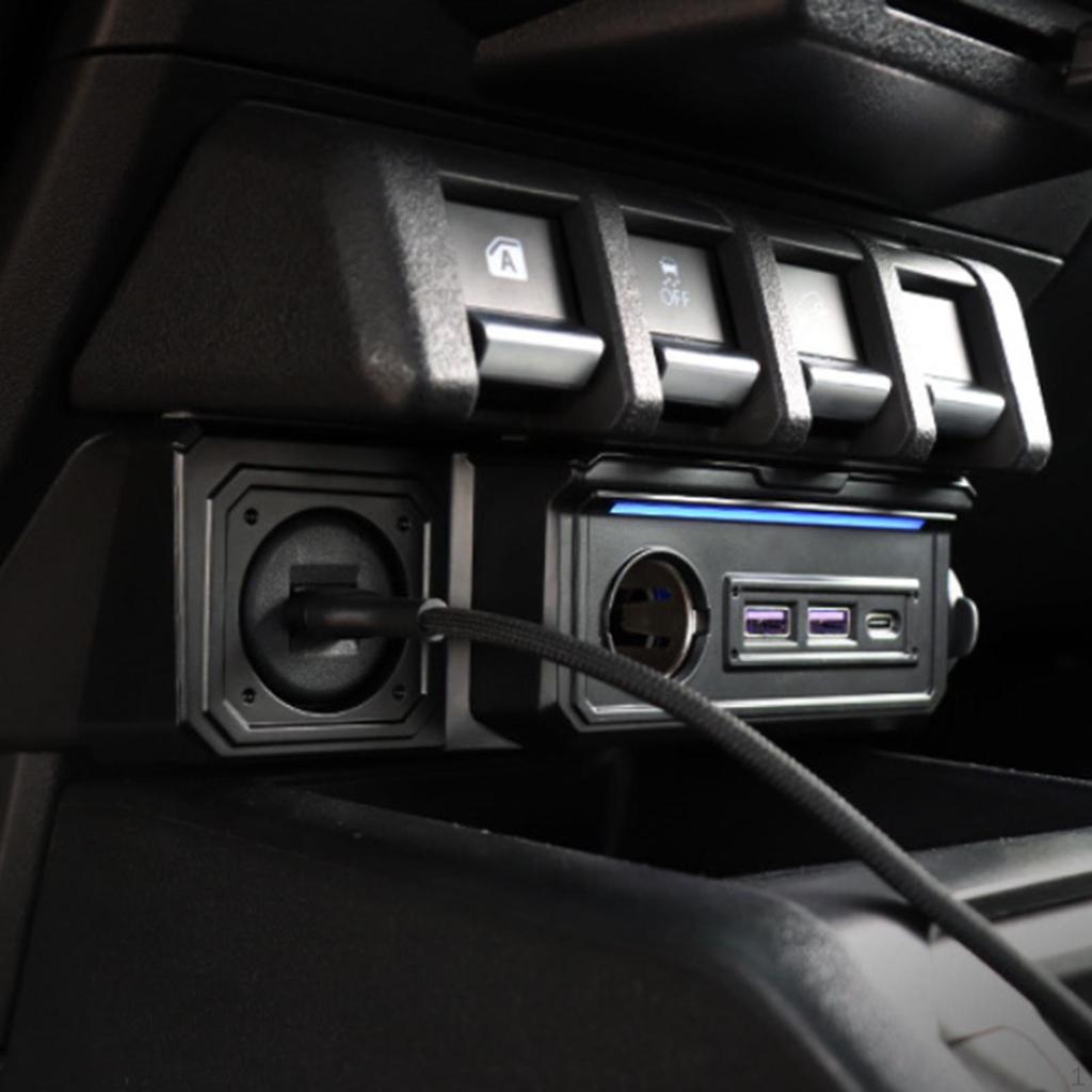 Car USB Hub Charger Accessories Bottom Night Light Support Double Type C Center Console