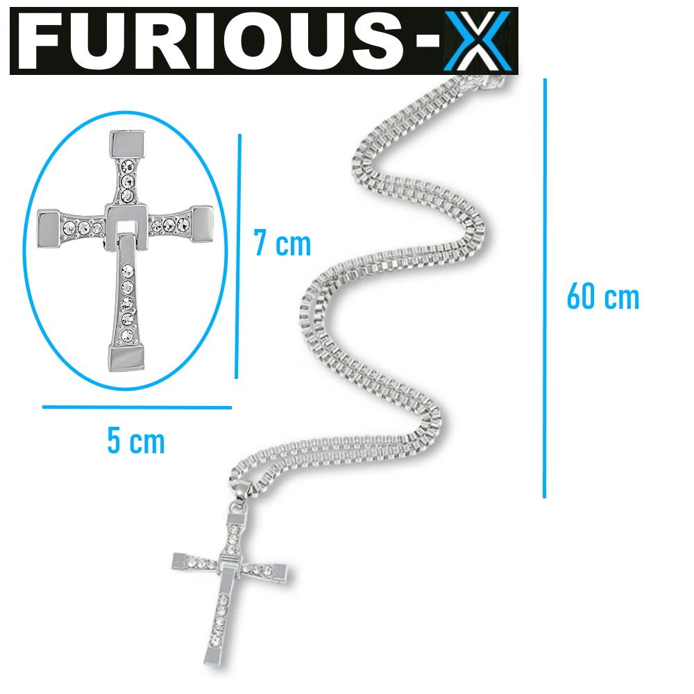 FURIOUS-X Fast Furious Vin Diesel Dominic Toretto Cross Necklace STAINLESS STEEL