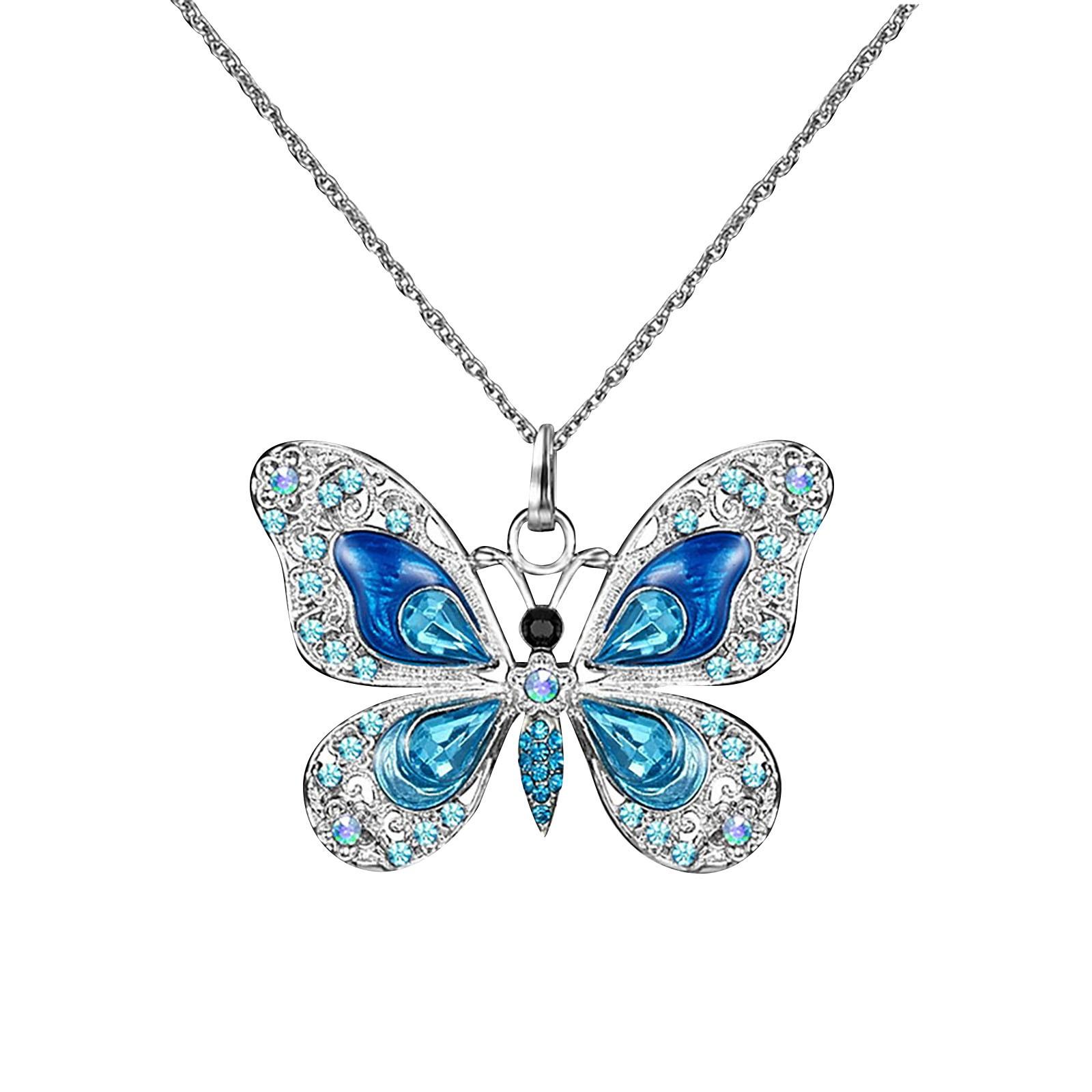 

Подарки на день матери, ожерелье с бабочкой, ювелирные изделия с опалом, кулон, ожерелья для женщин, ожерелья, подарок One Size