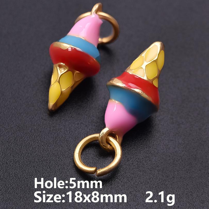 5pcs/Lot Retail Girl Accessories Food Ice Cream Cake Enamel Charms For Jewelry Making Supplies Candy Pendant Chinese Gold Color
