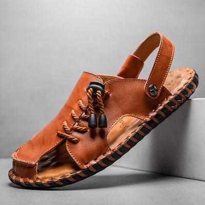 Size 38-47 Summer Hand Sewn Genuine Leather Beach Boy Sandals Luxus Cowhide Men's Shoes Tênis Masculino Designer Free Shipping