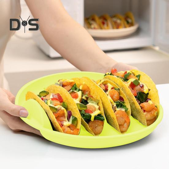 Silikonové talíře na držení taco Velkokapacitní stojan na taco s přihrádkami Bez BPA Protiskluzové stojany na talíře na tortilly Servírovací tác na taco pro rodinu Mexické taco
