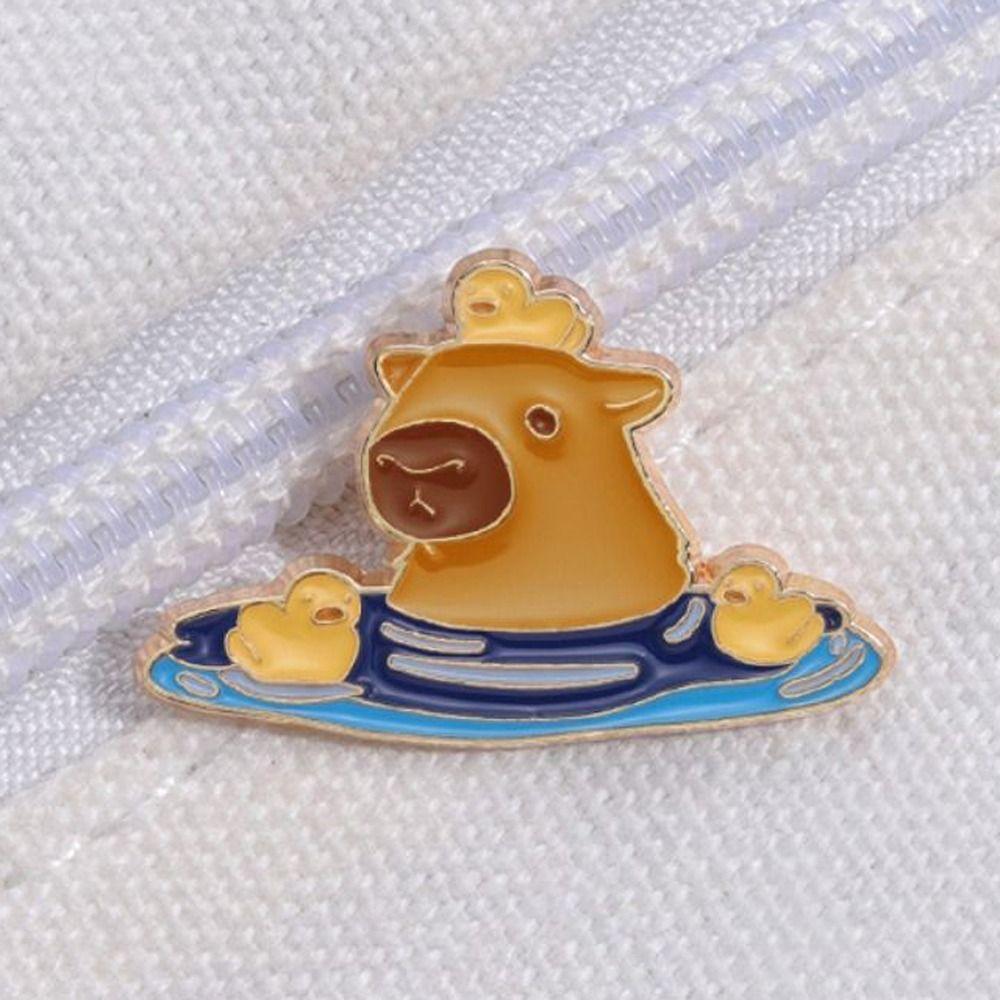 Animal Capybara Brooch Emoticon Pack Capybara Zinc Zinc Alloy Badge Cartoon Pin Brooch  Schoolbag Decoration