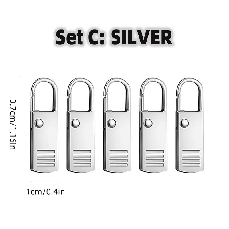 5Pcs Universal Metal Zipper Head Puller DIY Sewing Spring Lock Zipper Sliders Replacement Instant Repair for Clothing Bags Shoes