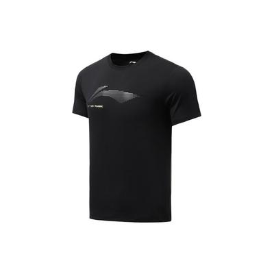 T-shirt a maniche corte traspirante ad asciugatura rapida con stampa logo serie allenamento Uomo Top Nero ATSR295-1