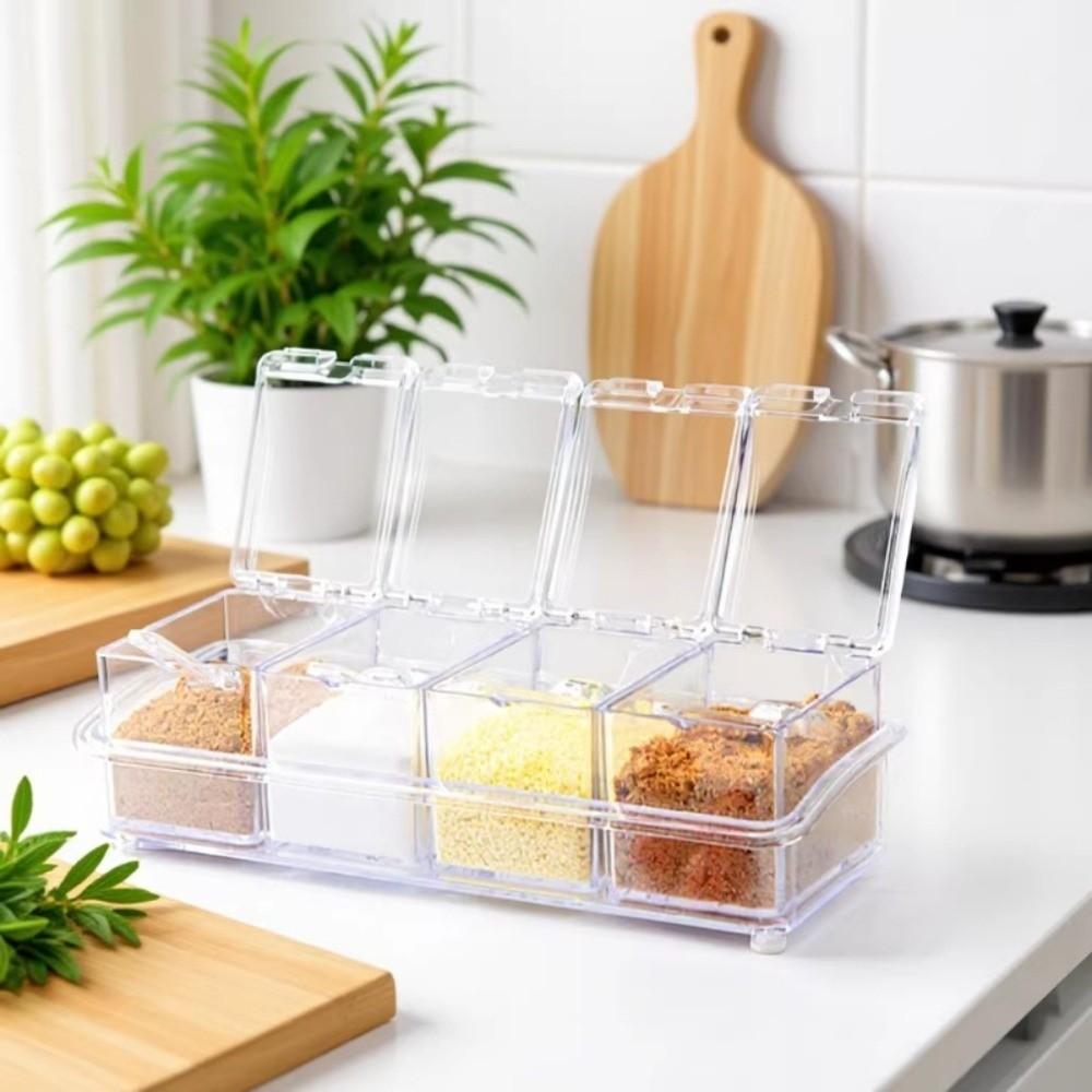 Acrylic Seasoning Jar Set 1.2L Spice Jar Set Stylish Condiment Storage Box For Home Cooks