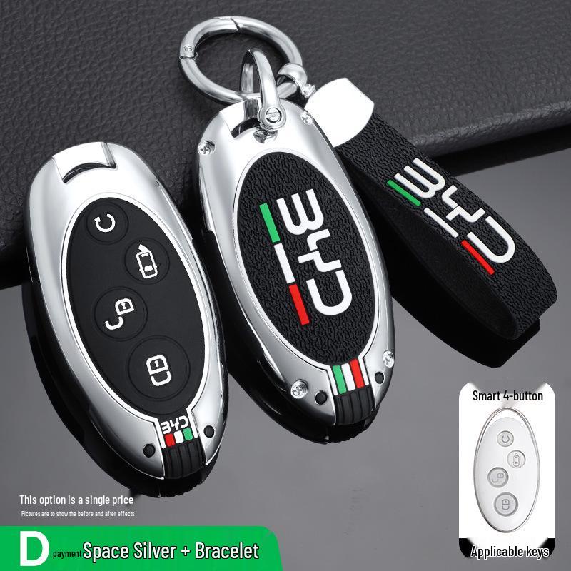 BYD Car Key Cover Buckle for Song MAX, Qin 80, S7 - Metal Protective Shell