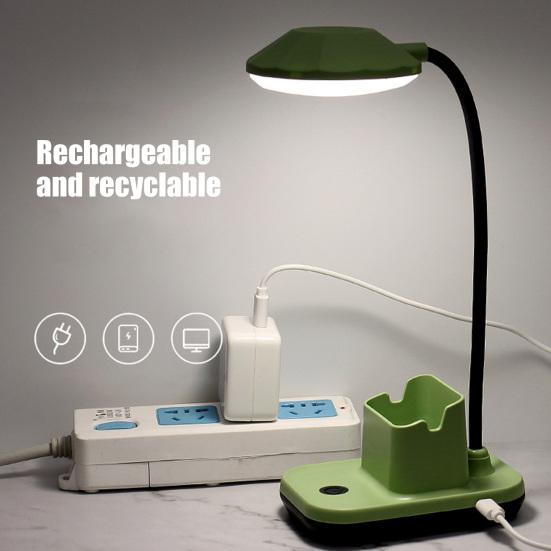 Table Lamp LED No Blue Light Flicker Free Flexible 360 Degree Adjustable Neck USB Charging Desk Light with Mobile Phone Holder