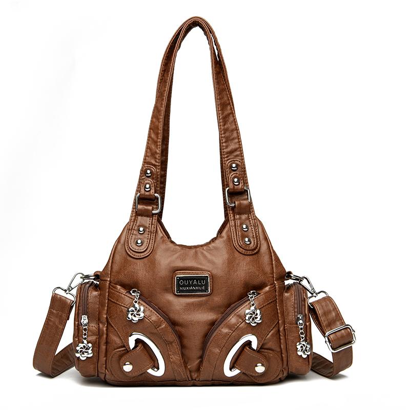Vintage Nieten-Dekor Damen Leder Handtasche Retro Motorrad Stil Umhängetasche Modische Umhängetasche für Arbeit Wochenendausflüge und Damen Urlaubsgeschenke