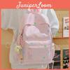 Cute Colorful Star Patterned Student Lightweight Backpack With Plush Pendant For Teens