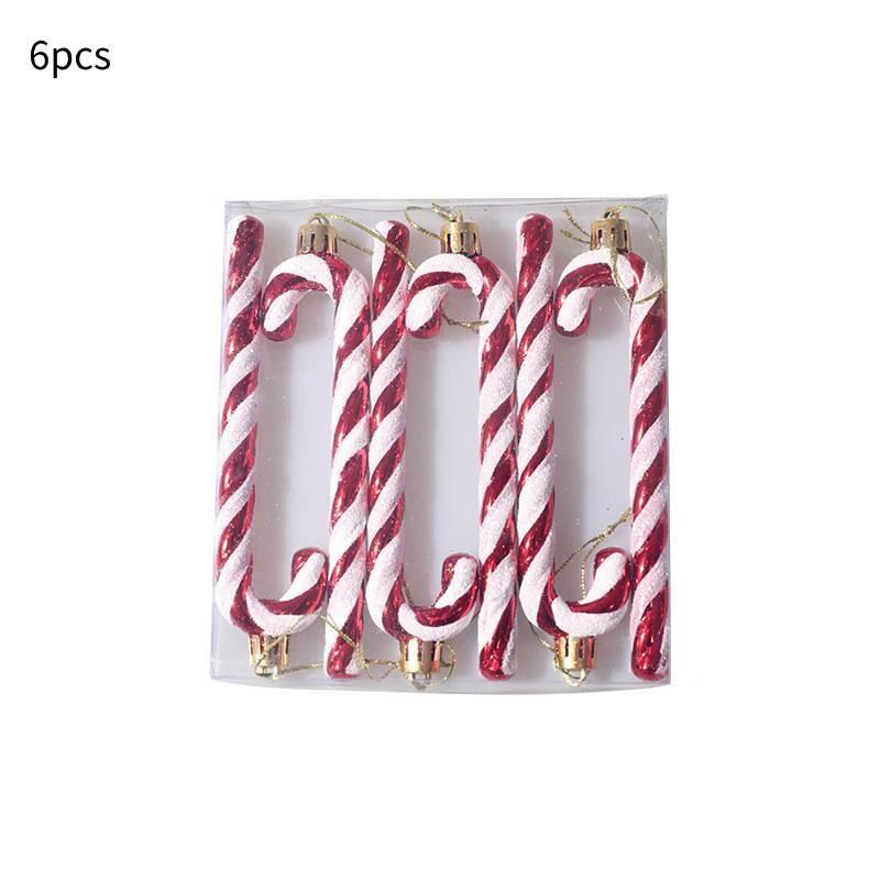 X 6 Candy Cane Glitter Hanging Christmas Tree Decoration Santa Ornament Xmas