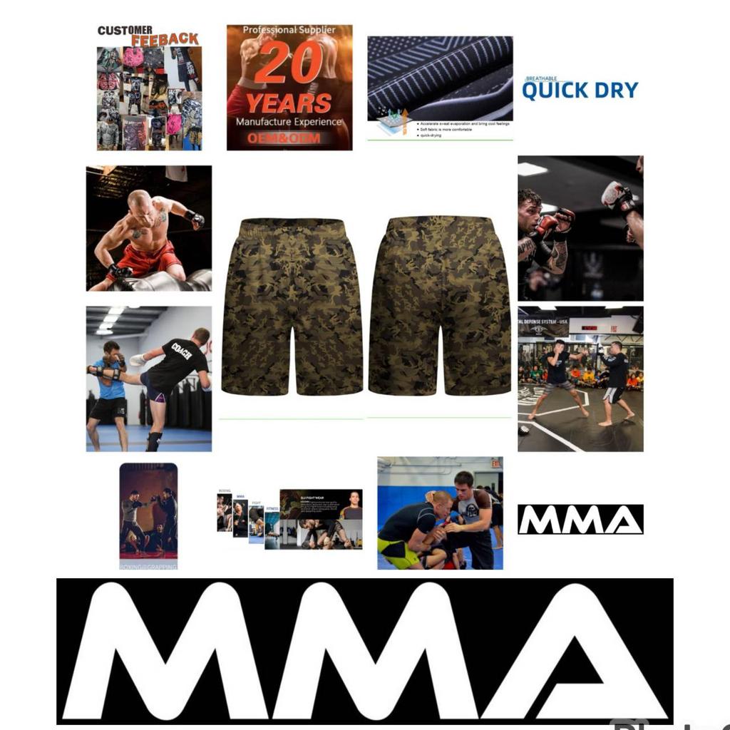 Camouflage MMA Muay Thai Kickboxing Boxing Shorts Sports Unisex Men Women Fitness Workout Quick Dry Print Elastic Waist Gym Fitness Training