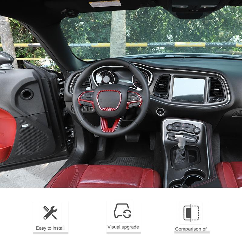 Decoration Steering Abs Cover Wheel Ornament Sticker Fit For Dodge Challengerdodge Charger Dodge Durango 2015 Up Car Interior Accessories