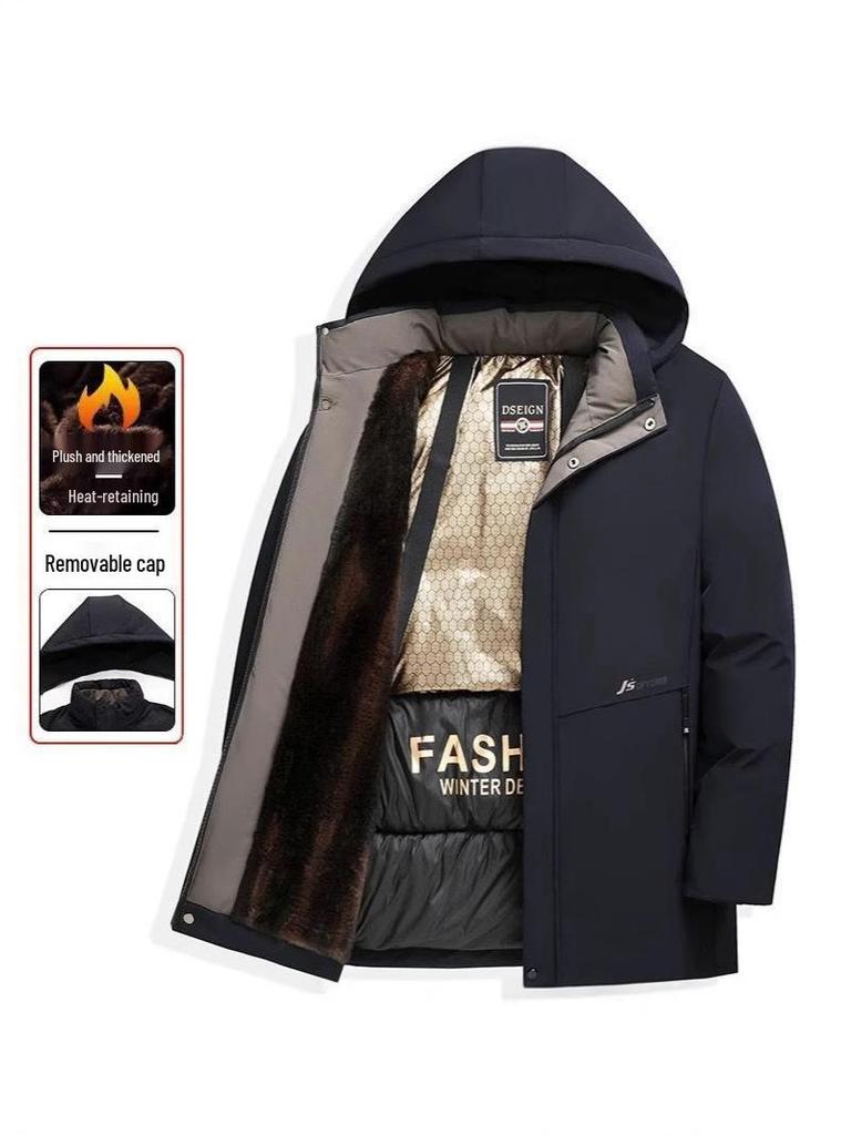 2024 Winter Men's Graphene Cotton Parka with Warm Detachable Hood
