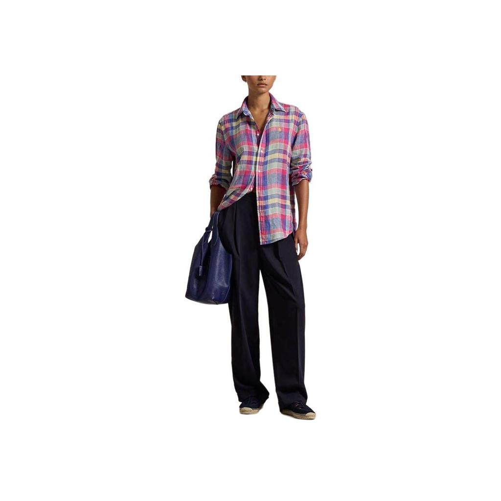 Polo Ralph Lauren SS25 Plaid Color Block Straight Leg Long Sleeve Shirt Women shirts Multicolor WMPOSHTNDO20756-650