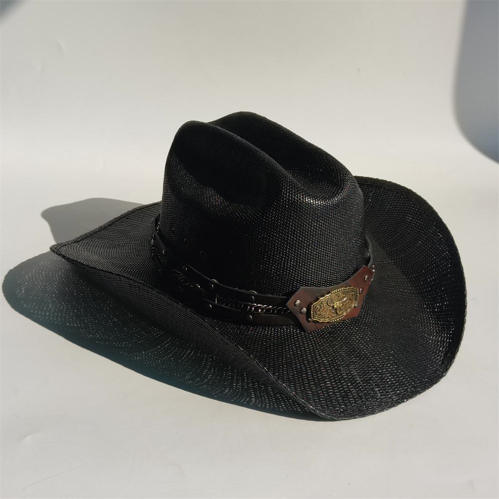 Cappello da cowboy in paglia rigida da uomo cappello da pascolo a tesa larga da donna cowboy tinta unita cappello da sole estivo confezione in scatola sombrero vaquero hombre