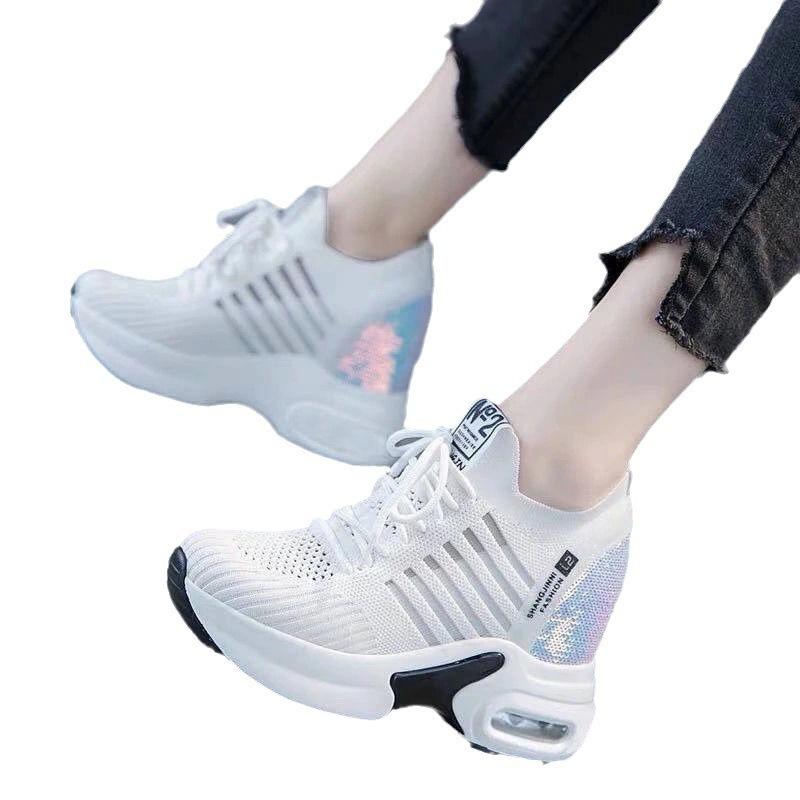 Mesh Inner Heightening White Shoes Women's Shoes Breathable Casual Sports Shoes