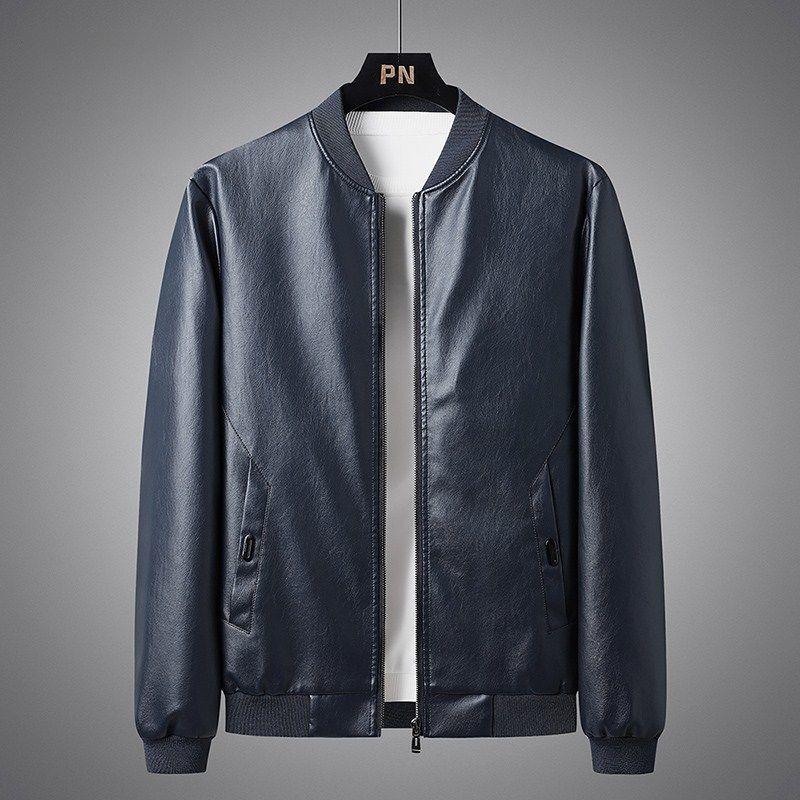 Lederjacke Herren Herbst und Winter Neuer Stil Samt Verdickt Vielseitig Lässig Trendig Übergröße Mantel Baseballkragen Lederjacke