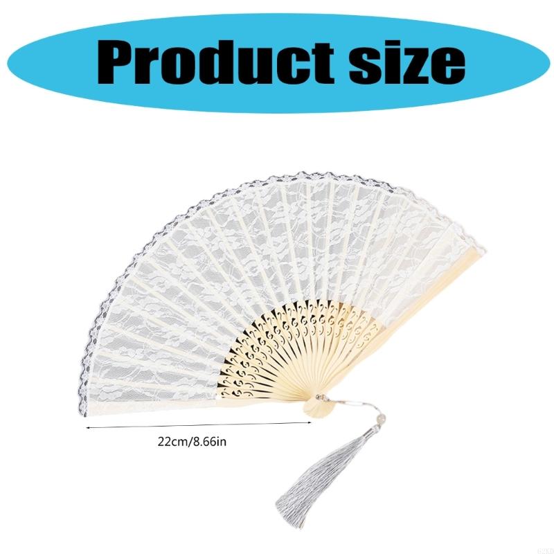 62KD Foldable Flower Lace Fabric Hand Fan Portable Decorative Props Chinese Handheld Fan For Event Festivals Celebration Gift