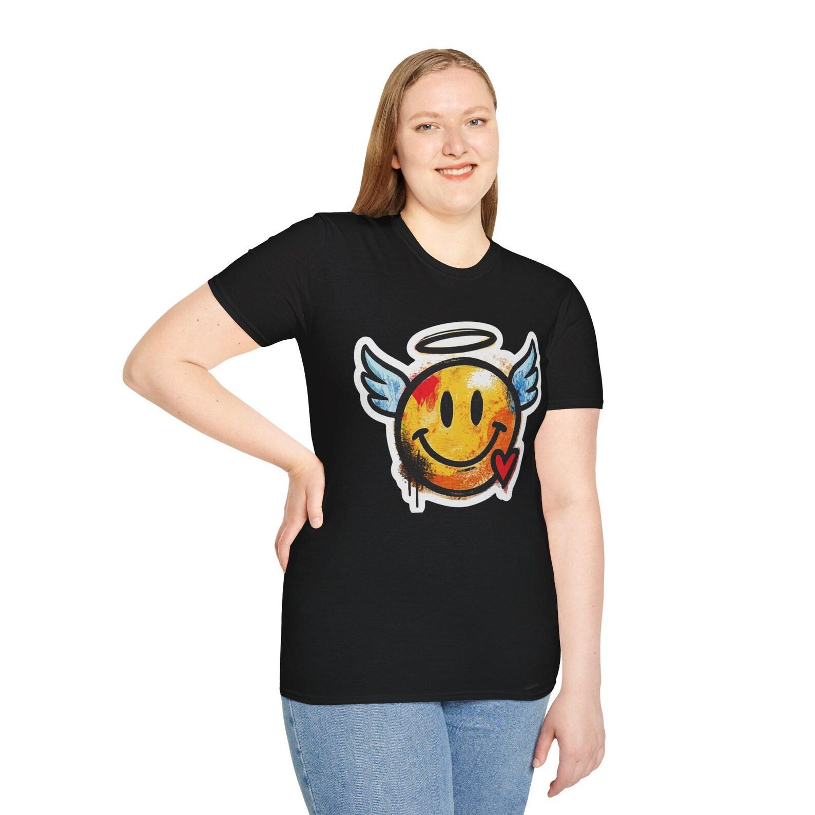 Graffiti Angel Smiley T-Shirt M