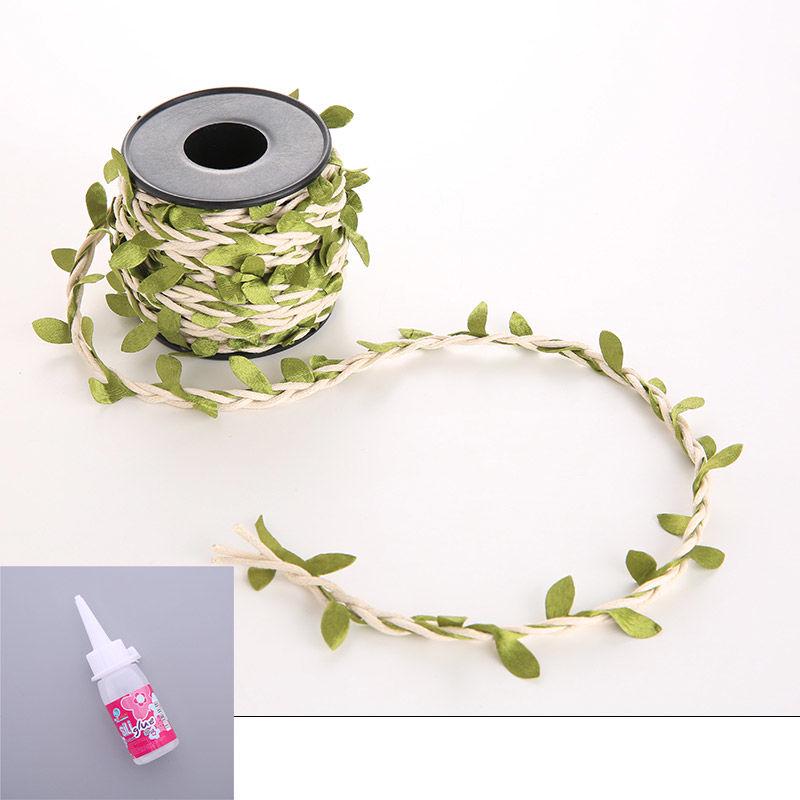 DIY Colorful Forest Style Green Rattan Leaves Hand-Woven Jute Rope for Decoration and Jewelry