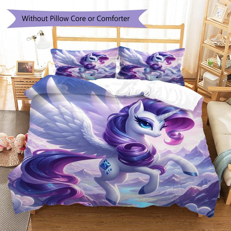 Purple Winged Unicorn Mountain Cloud Scenery Print Duvet Cover Set Soft Bedding Set For Bedroom Home Decoration