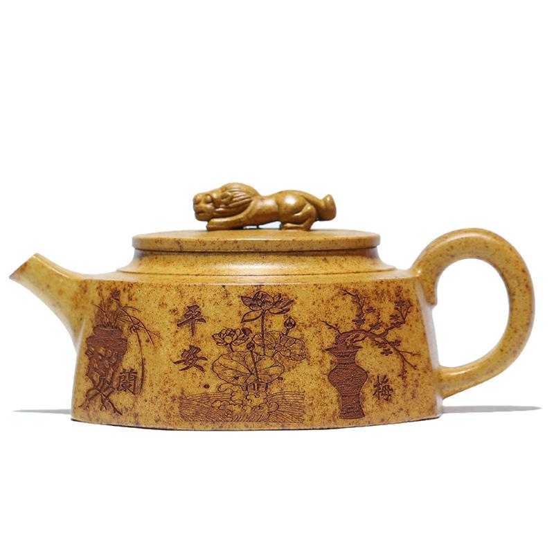 

270 мл подлинный исинский фиолетовый глиняный чайник ручной работы восьмиугольный чайник с заваркой для чая сырая руда кость дракона золотой песок чайник чайный набор Zisha