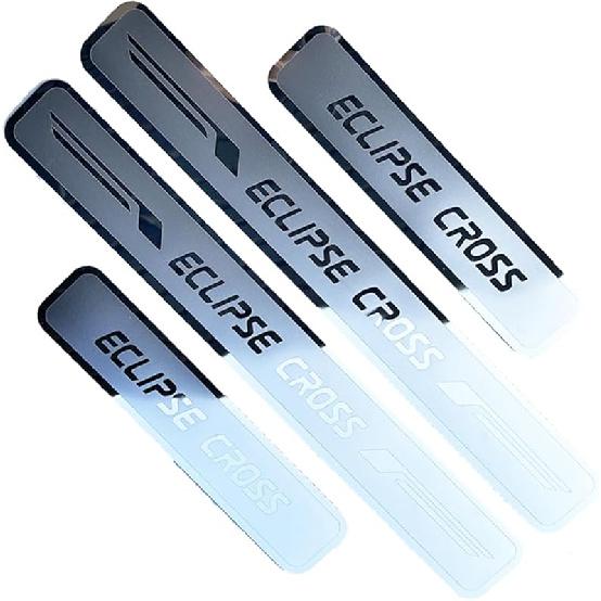 Stainless Door Sill Protector Kick Plate Entry Guard Kit for Mitsubishi Eclipse Cross PHEV 2024 Accessory (Thin Chrome Eclipse Cross)