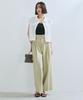New Color Added to the Belt Detail Tuck Wide Slacks Pants Light Green S [BIS] [Wrinkle-Resistant/Cool Touch] (33)