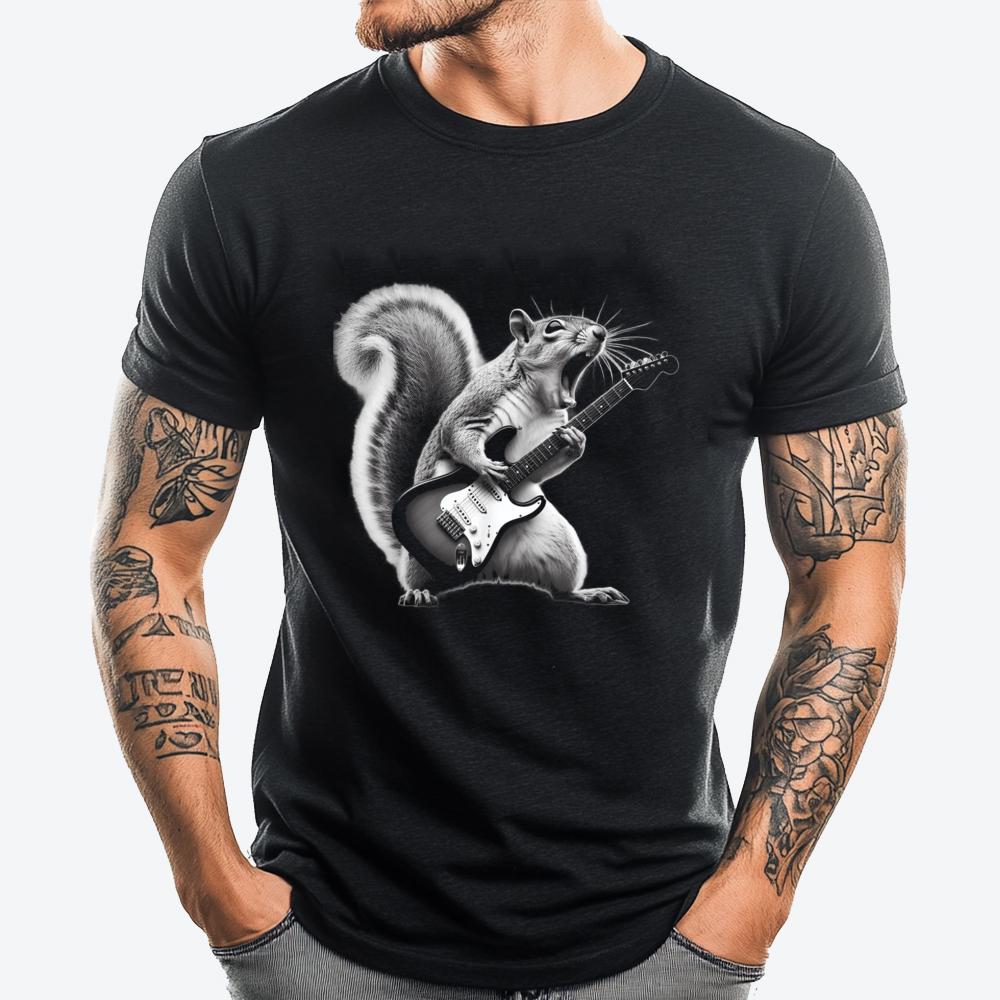 Squirrel Playing Guitar Rock and Roll For Men Women Kids Mens Clothing 2025 Men s Clothing 2025 Valentines Day S разноцветный