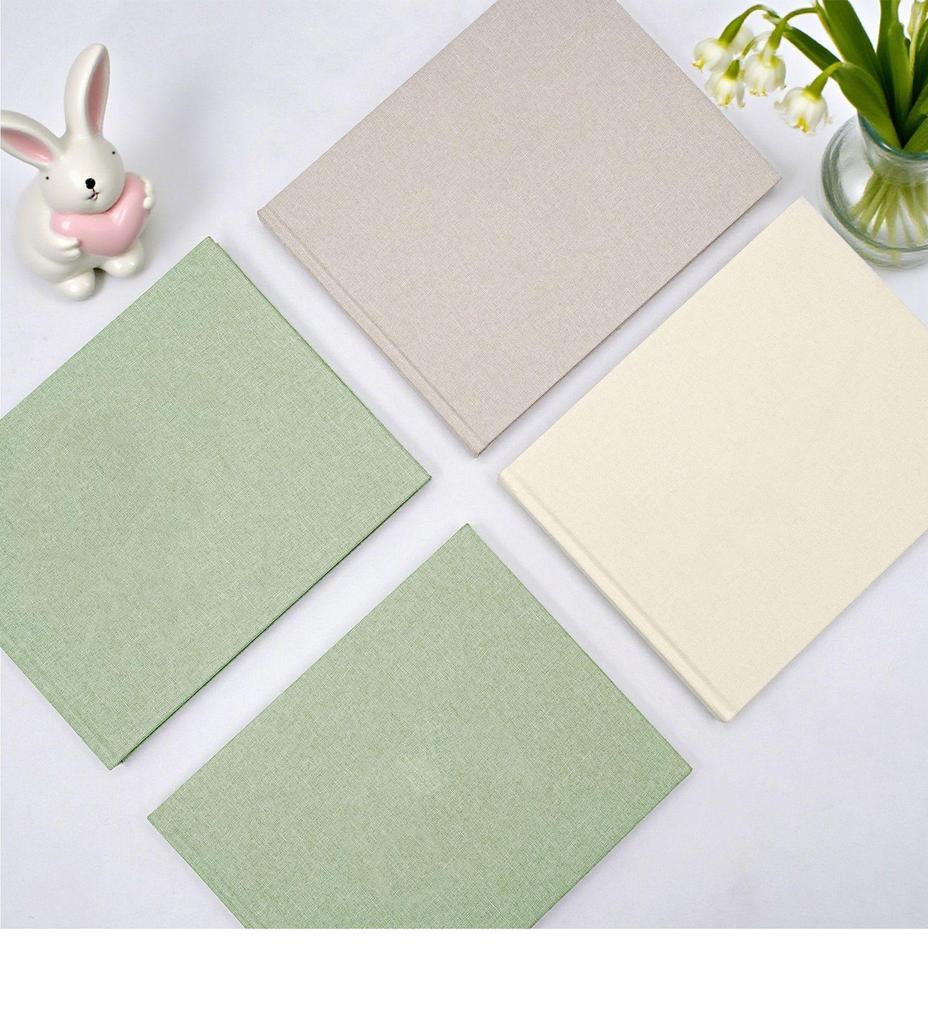 Linen Cross-Stitch Guestbook: Customizable Blank Notebook with Cloth Cover