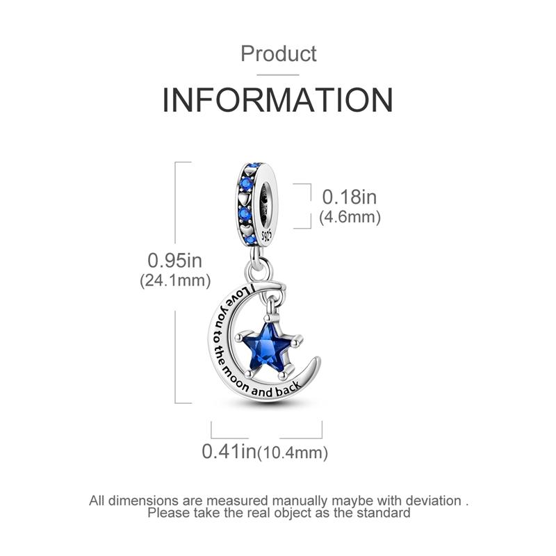 Dream Series Copper Craft Blue Zircon Sparkling Star And Moon Pendant Fit Handmade Bracelet Necklaces Ladies' Jewelry