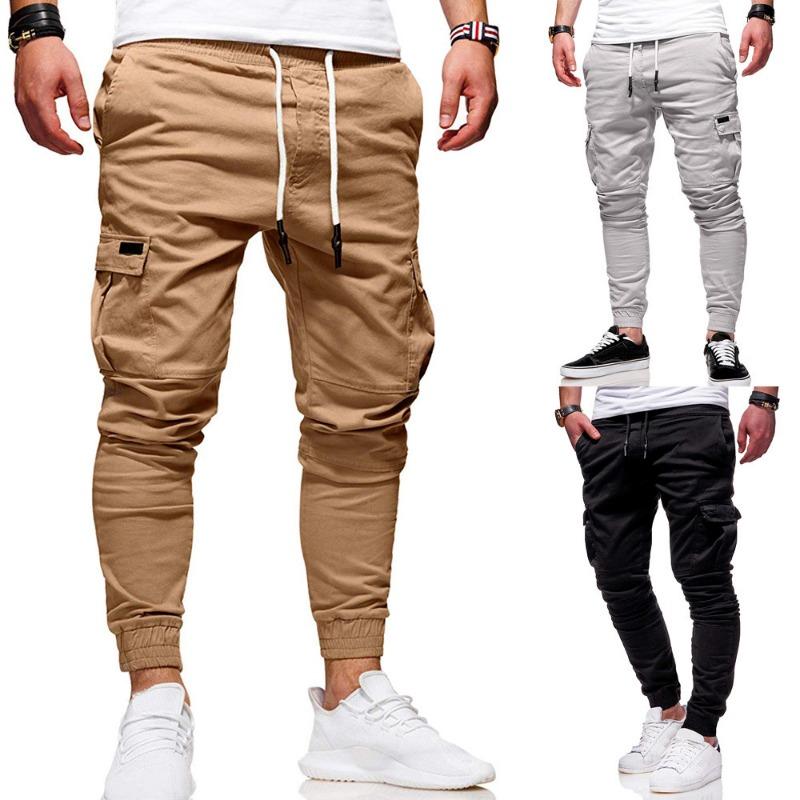 Men Solid Drawstring Loose Casual Athletic Long Jogger Pants