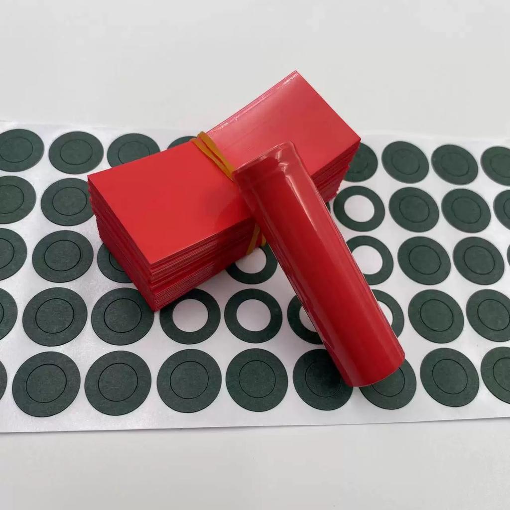 100PCS 21700 Battery Wrap Sleeve Heat Shrink Tube + 100PCS Barley Paper Rings Shrinkable Insulated Skin PVC FilmTape Cover Pipe