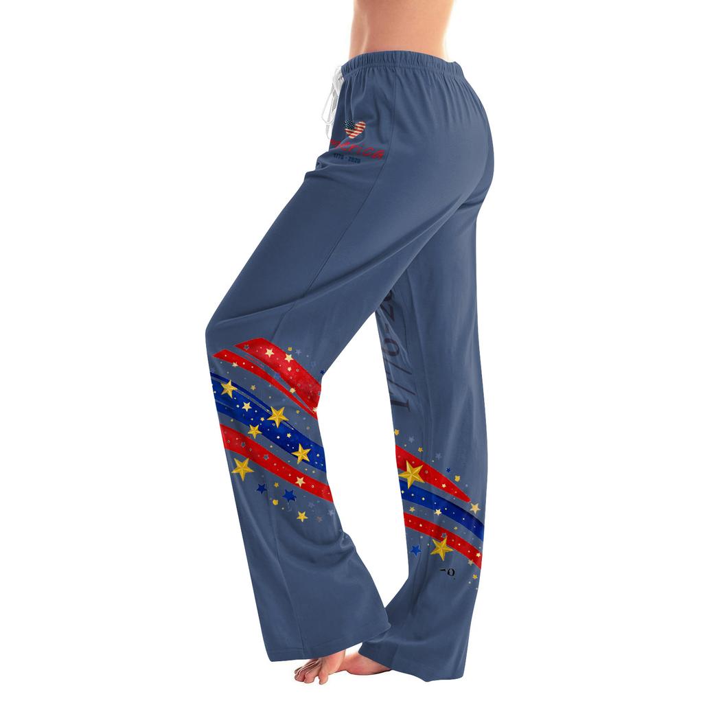Women's Drawstring Independence Day Festival Printed Trousers Casual Pants