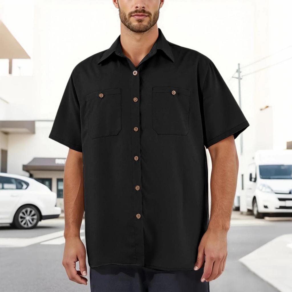 Men's Loose Classic Lapel Multi-pocket Industrial Work Shirt Top