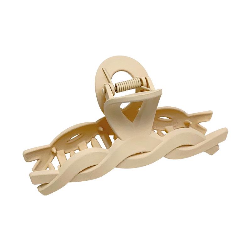 Retro Milk Coffee Series: Sweet Girl Shark Clip with Frosted Hollow Design - Fashion Hair Accessory