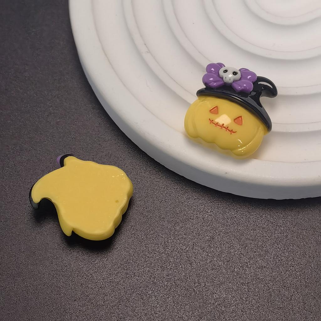 Halloween Themed Mini Flatback Resin Slime Charms Pumpkin Ghost Spider Web Miniature Ornaments Beads for Party Scrapbook DIY