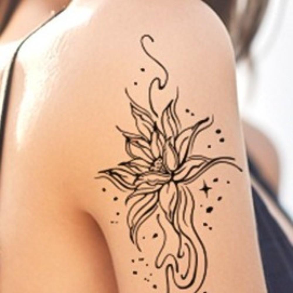 Long-lasting Black Tattoo Stickers Elegant Body Art Tattoo Temporary Tattoo Stickers  Women Men